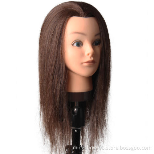 18" Brown hair training mannequin head with human hair for training